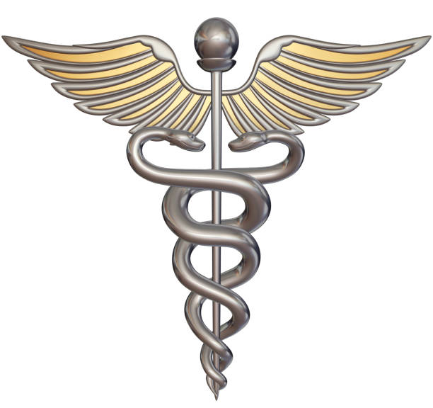 istock Silver caduceus on the white. XXLarge 121226413