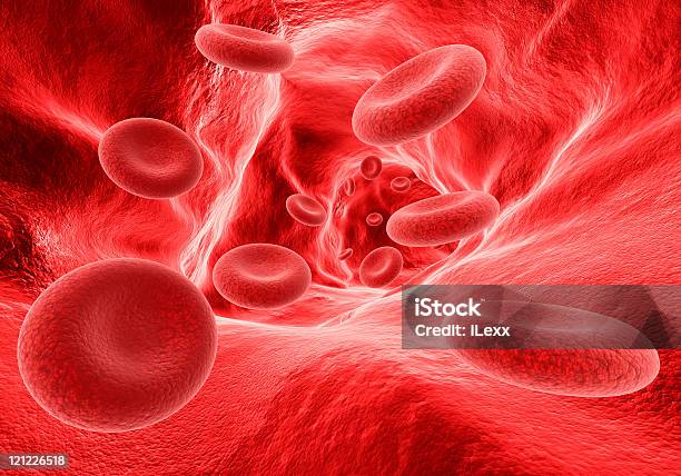 Le Cellule Del Sangue Nella Vena - Fotografie stock e altre immagini di Biologia - Biologia, Cellula ematica, Cellula umana