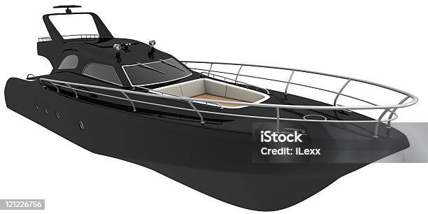 Luxury Black Yacht Stock Photo - Download Image Now - Cut Out, Speedboat, Black Color