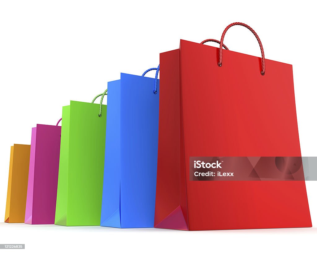 Quatro coloridos sacos de Compras - Royalty-free Azul Foto de stock