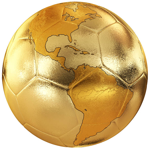 istock Gold soccer with  world map. America 121226845