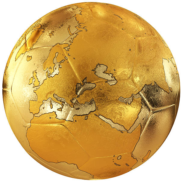 istock Gold soccer with  world map. Europe. 121226852