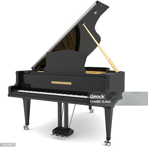 Black Grand Piano Stock Photo - Download Image Now - Digitally Generated Image, Piano, Black Color