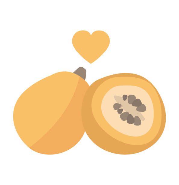 istock Vector illustration of quince and a half on a white background. Exotic item for design in flat style. 1212275927