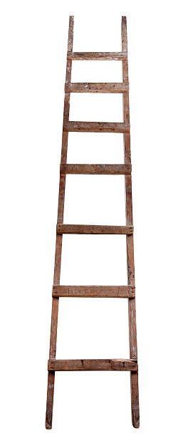 Old wooden ladder stock photo