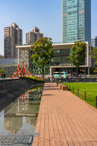 View of the Natural History Museum from the Jing'an Sculpture Park, a popular travel destination on October 31, 2019 in Shanghai