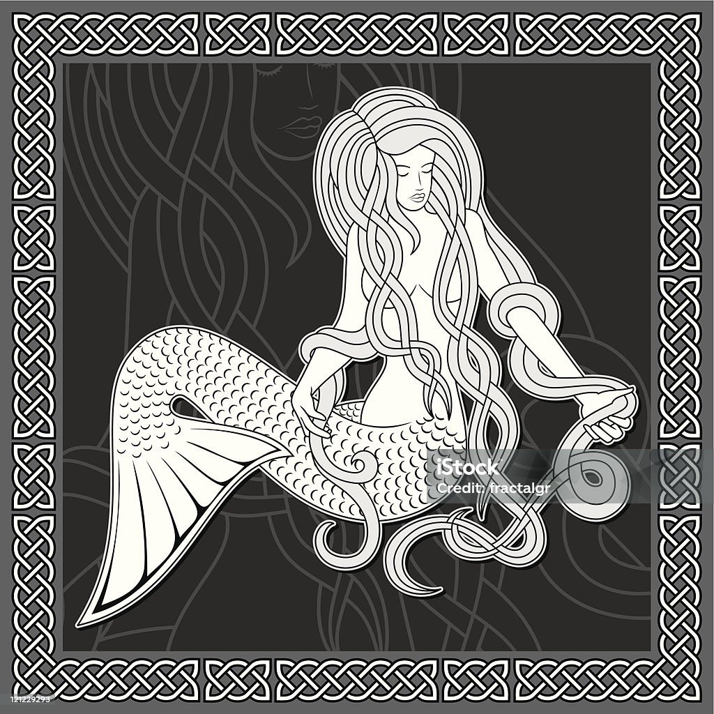 Mermaid with celtic border  Celtic Style stock vector