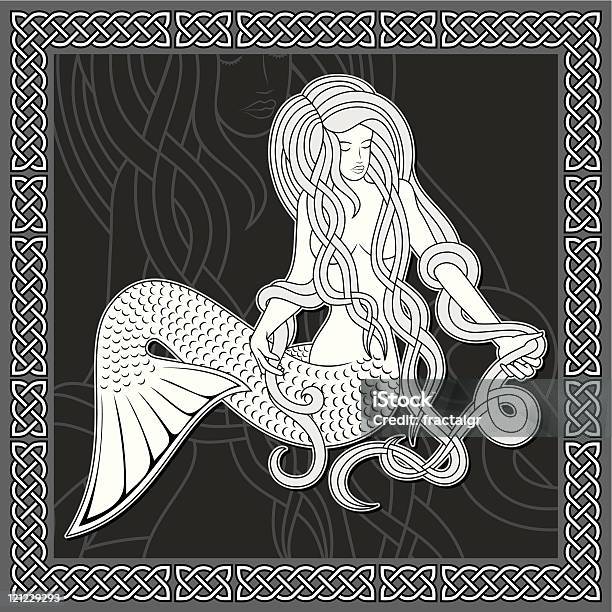 Mermaid With Celtic Border Stock Illustration - Download Image Now - Celtic Style, Mermaid, Adult