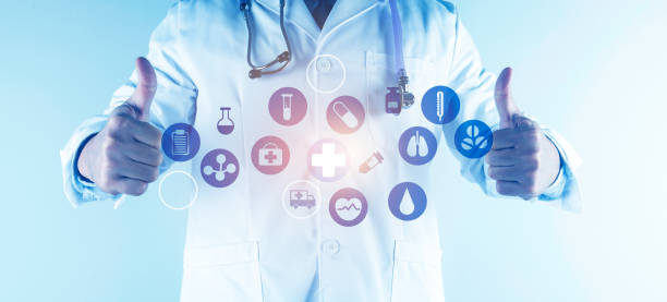istock Digital healthcare and network connection on hologram modern virtual screen interface, medical technology and network conce 1212294011