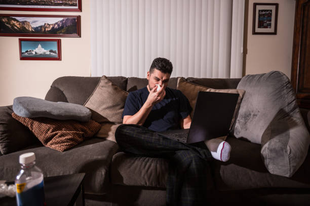 istock Man working from home due to the corona virus 1212296860