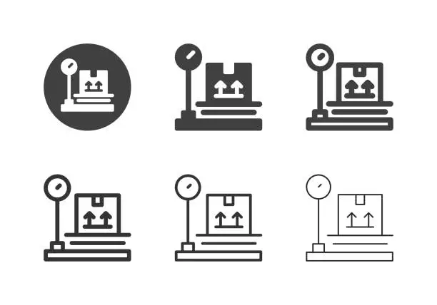 Vector illustration of Box Weight Scale Icons - Multi Series