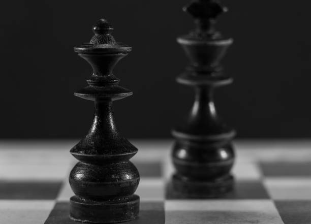 istock Image of Chess Pieces on Board for Game; black and white style 1212308696