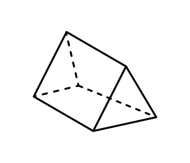 ilustraciones, imágenes clip art, dibujos animados e iconos de stock de figura geométrica de prisma triangular en color negro - prismas rectangulares