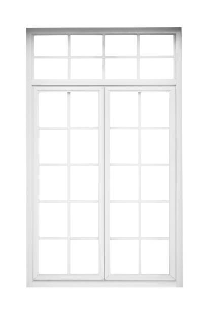 istock Real vintage house window frame isolated on white background 1212312959