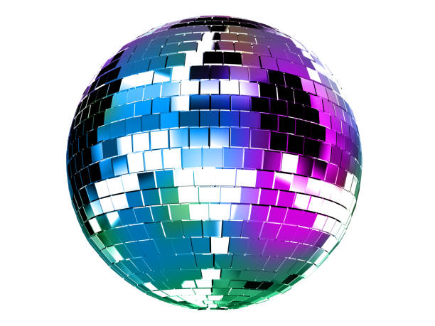 istock 3d render of color disco ball isolated on white background. 1212320012