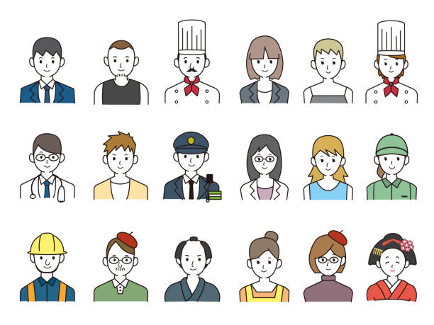 ilustraciones, imágenes clip art, dibujos animados e iconos de stock de conjunto de iconos de personas - oferta de empleo ilustraciones