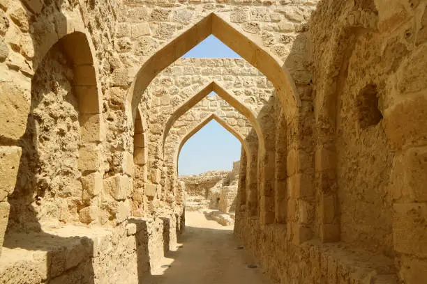The Symbolic Archways of Bahrain Fort or Qal'at al-Bahrain in Manama, Bahrain