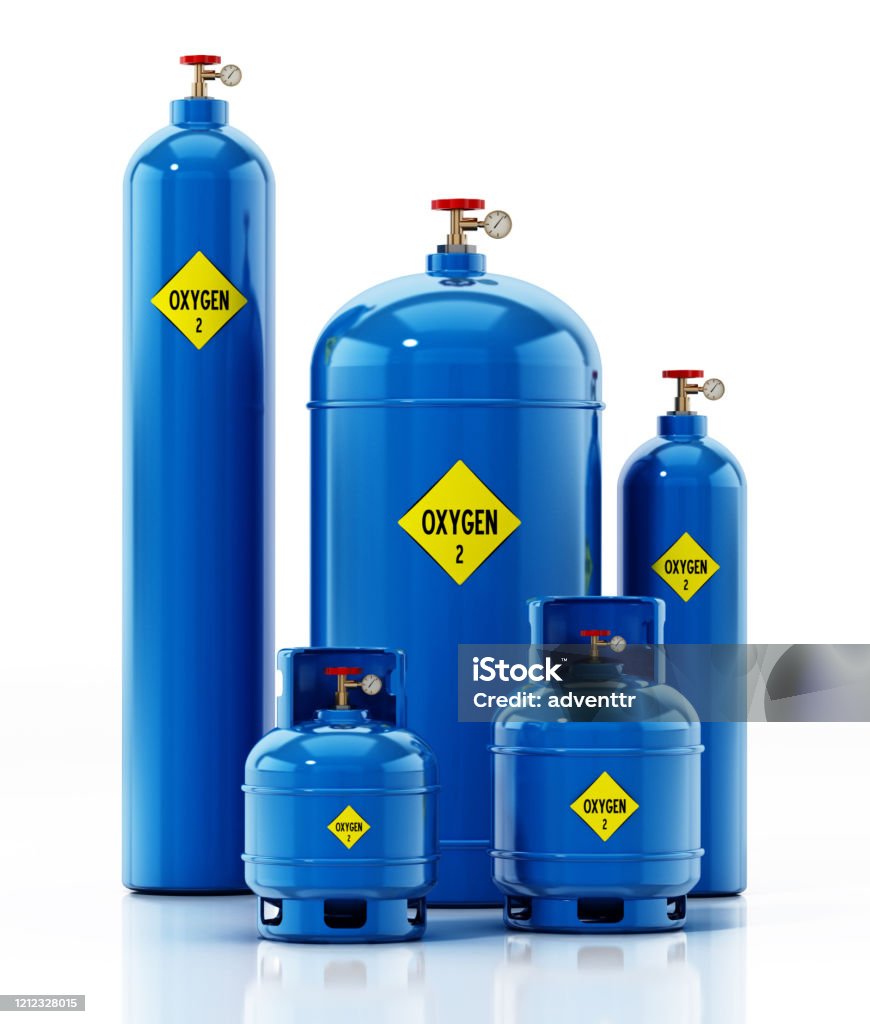 Poisk O2 Tanks Various Sized Oxygen Tanks Isolated On White Stock Photo - Download ...