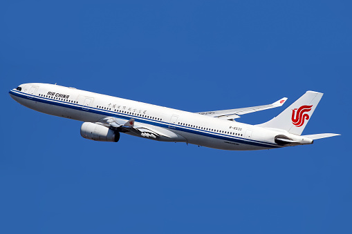 An Airbus A330 operated by Air China takes off from Shanghai airport