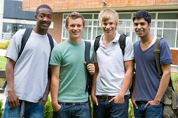 istock Male college friends on campus 121233098