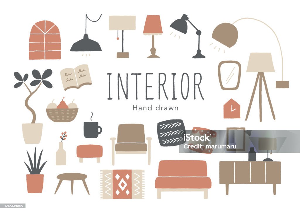 インテリアと家具 - 室内装飾のロイヤリティフリーベクトルアート