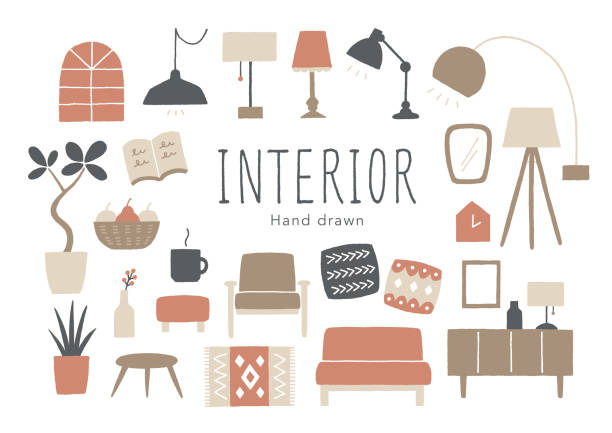 wnętrza i meble - wystrój obrazy stock illustrations