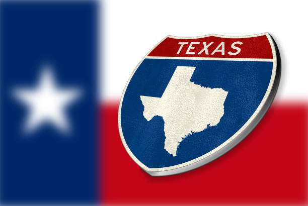 istock Flag of Texas with the state map symbol 1212342199