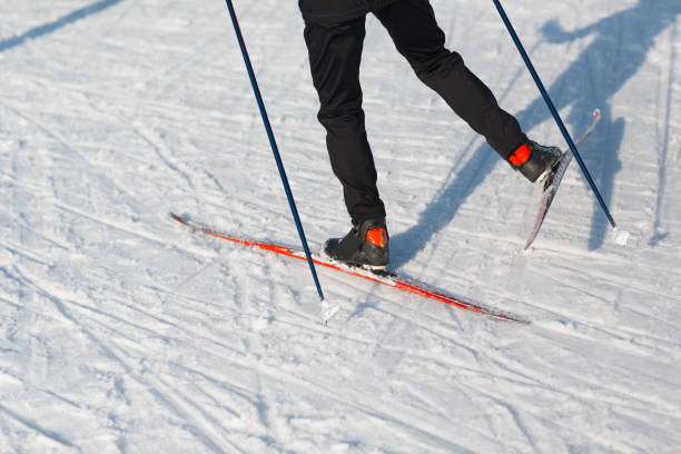 istock Skier rides on the skiing track on ski 1212344319