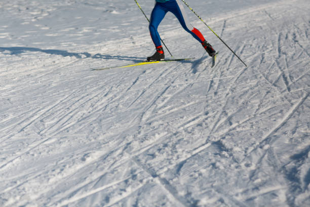 istock Skier rides on the skiing track on ski 1212344320