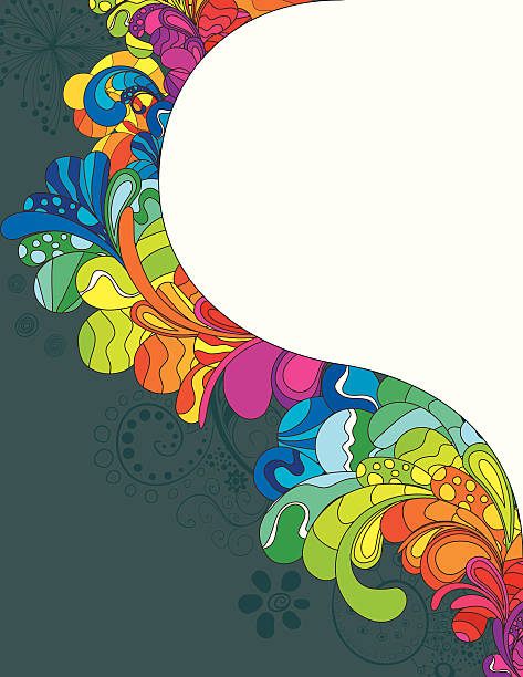 A colorful seventies patterned border template vector art illustration