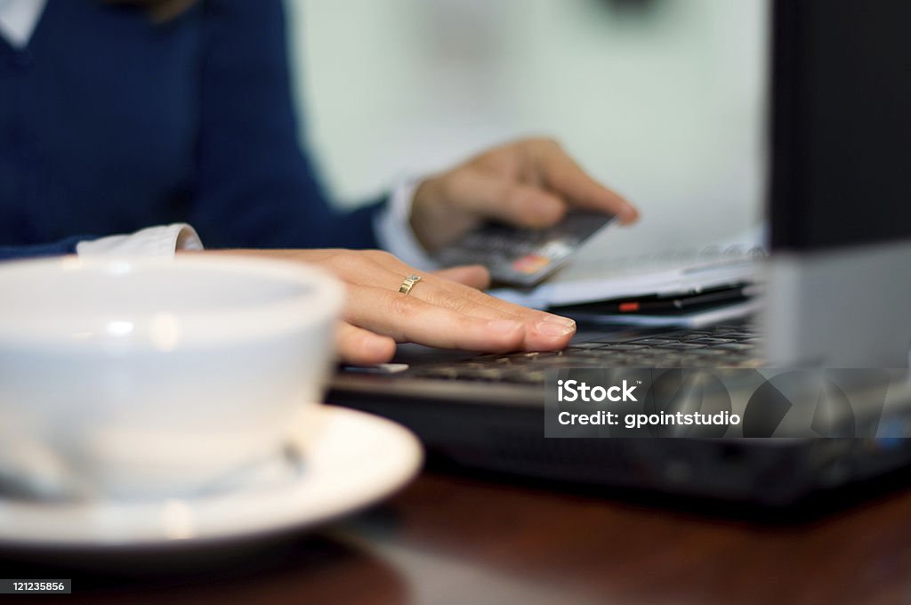 Businesswoman checking bank account Bank Account Stock Photo