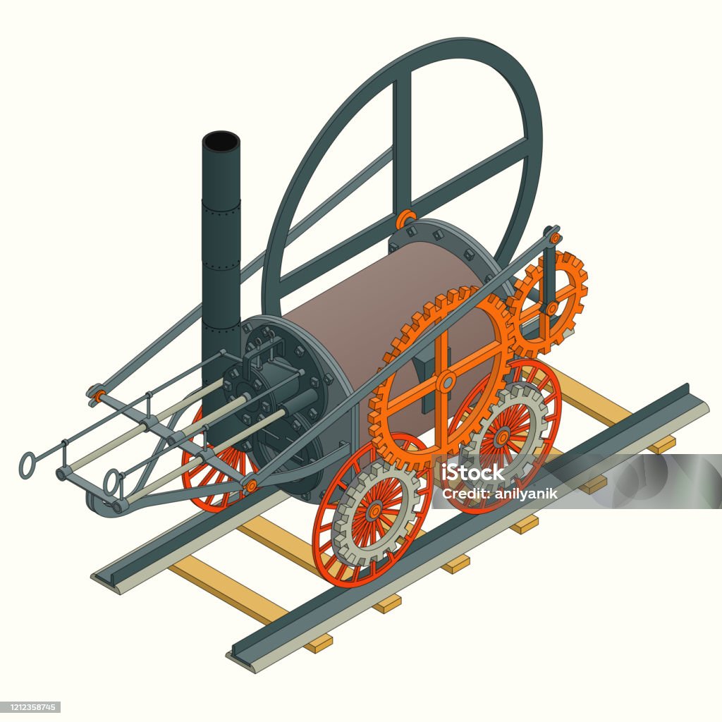 Trevithicks First Steampowered Locomotive Engine 1802 Stock Illustration - Download Image Now - iStock