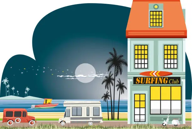 Vector illustration of Surfing club