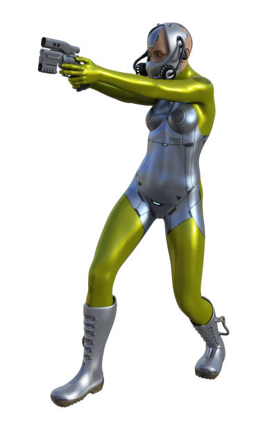 istock Futuristic Warrior woman, 3d illustration 1212359076