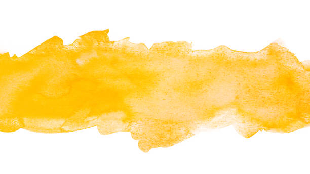 istock yellow watercolor stripe with paper texture and watercolor edges. 1212360403