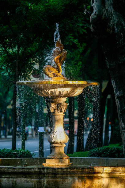 Public source on the Paseo del Prado in Madrid. A fountain publishes in the gardens in front of the Prado Museum on the Paseo del Prado in Madrid. Spain museo del prado stock pictures, royalty-free photos & images