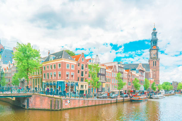 istock Channel in Amsterdam Netherlands houses river Amstel 1212369224