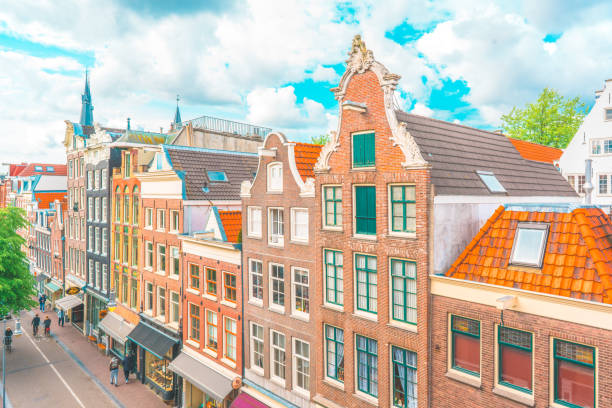 istock Channel in Amsterdam Netherlands houses river Amstel 1212369357