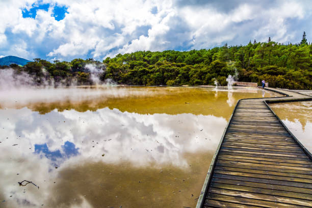 istock Wooden pedestrian deck for tourists 1212375245