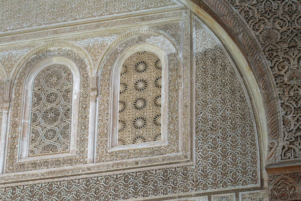 istock Marble decorated wall at the Al-Attarine Madrasa, Fez 1212376495