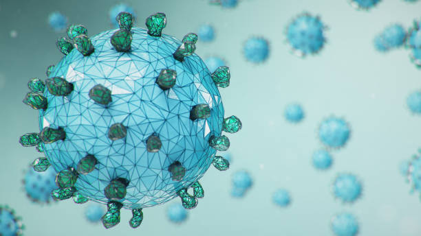 istock Abstract virus background, flu virus or COVID-19. The virus infects cells. COVID-19 under the microscope, pathogen affecting the respiratory system. Infection causing chronic disease, 3d illustration 1212376612