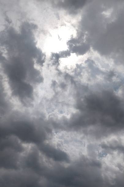 Mostly cloudy sky.