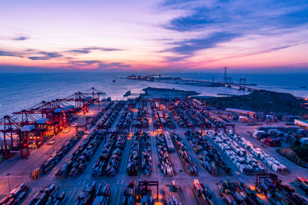 istock Aerial view of Shanghai Yangshan deepwater port 1212378936
