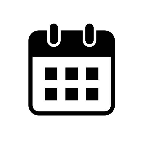 ilustraciones, imágenes clip art, dibujos animados e iconos de stock de icono de calendario de diseño plano simple - calendario