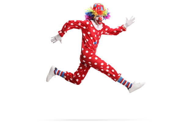광대 점프 - clown costume humor wig 뉴스 사진 이미지