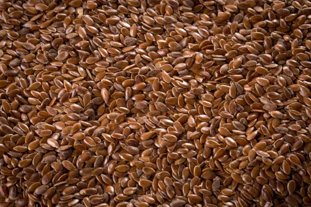 Close up of many flax seeds