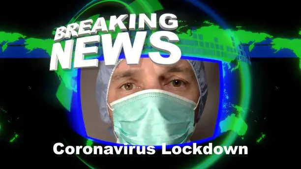 Photo of Breaking News Intro Title with medical Doctor In Face Mask With Coronavirus Lockdown Text