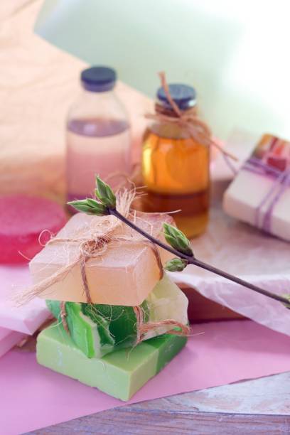 istock Soap, aromatic oils for hygienic procedures, hand washing 1212390066