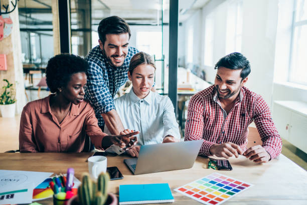 istock Creative business people working on business project in office. 1212391094