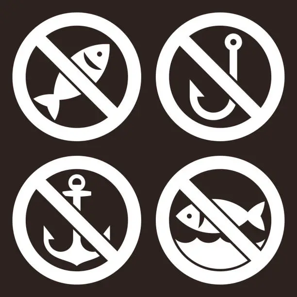 Vector illustration of No fishing allowed